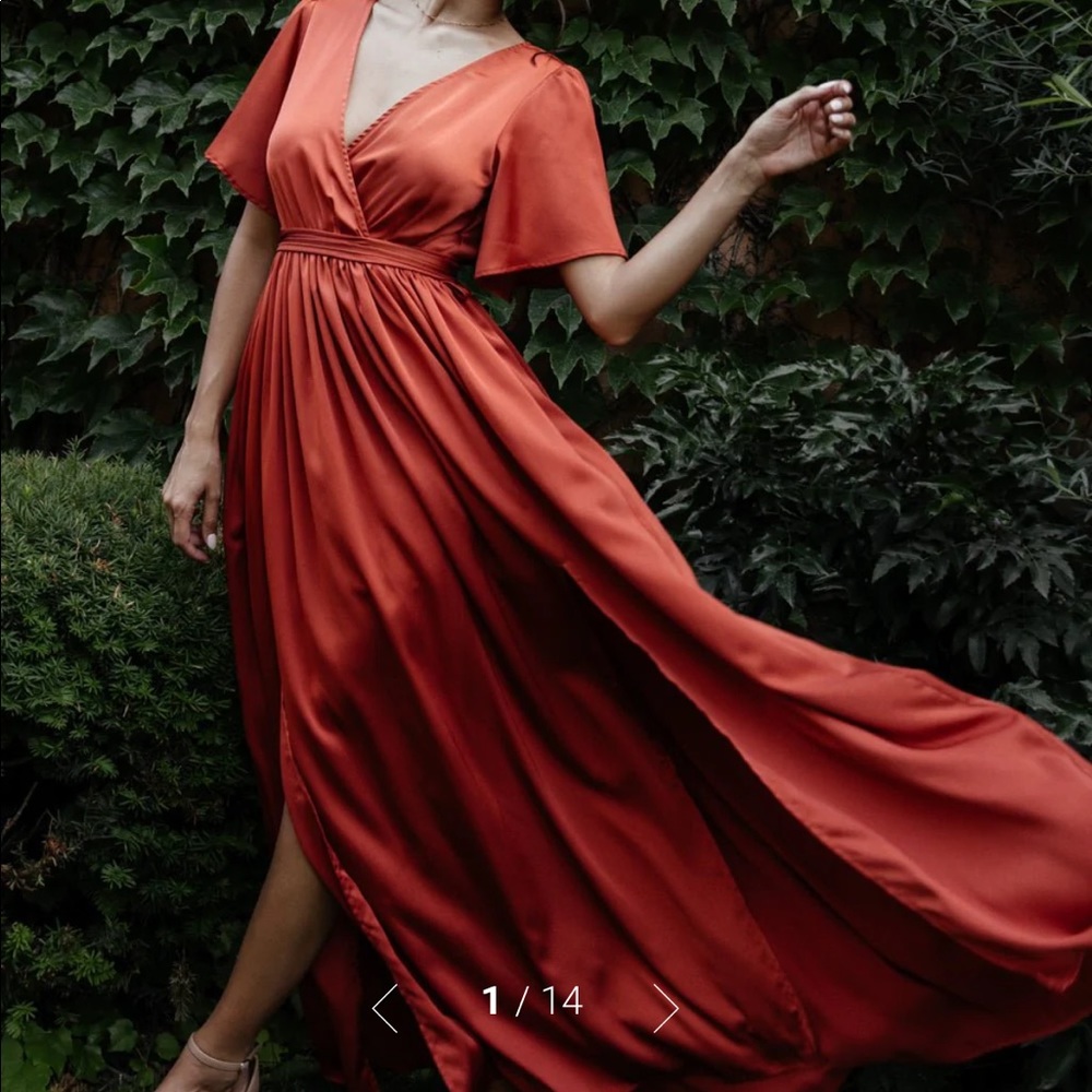Baltic Born satin rust dress. Size S